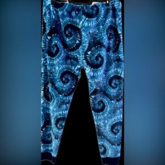 super soft rare flawless fleece Blue Tie-Dye Spiral Pants new Rare xl-xxl nwot - Picture 5 of 9